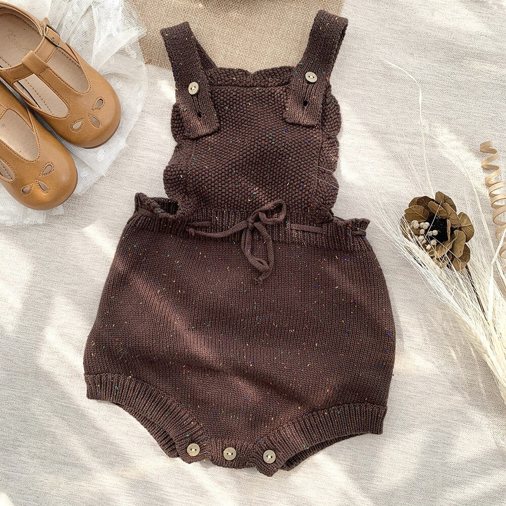 Beige/coffee Little Baby Knit Romper