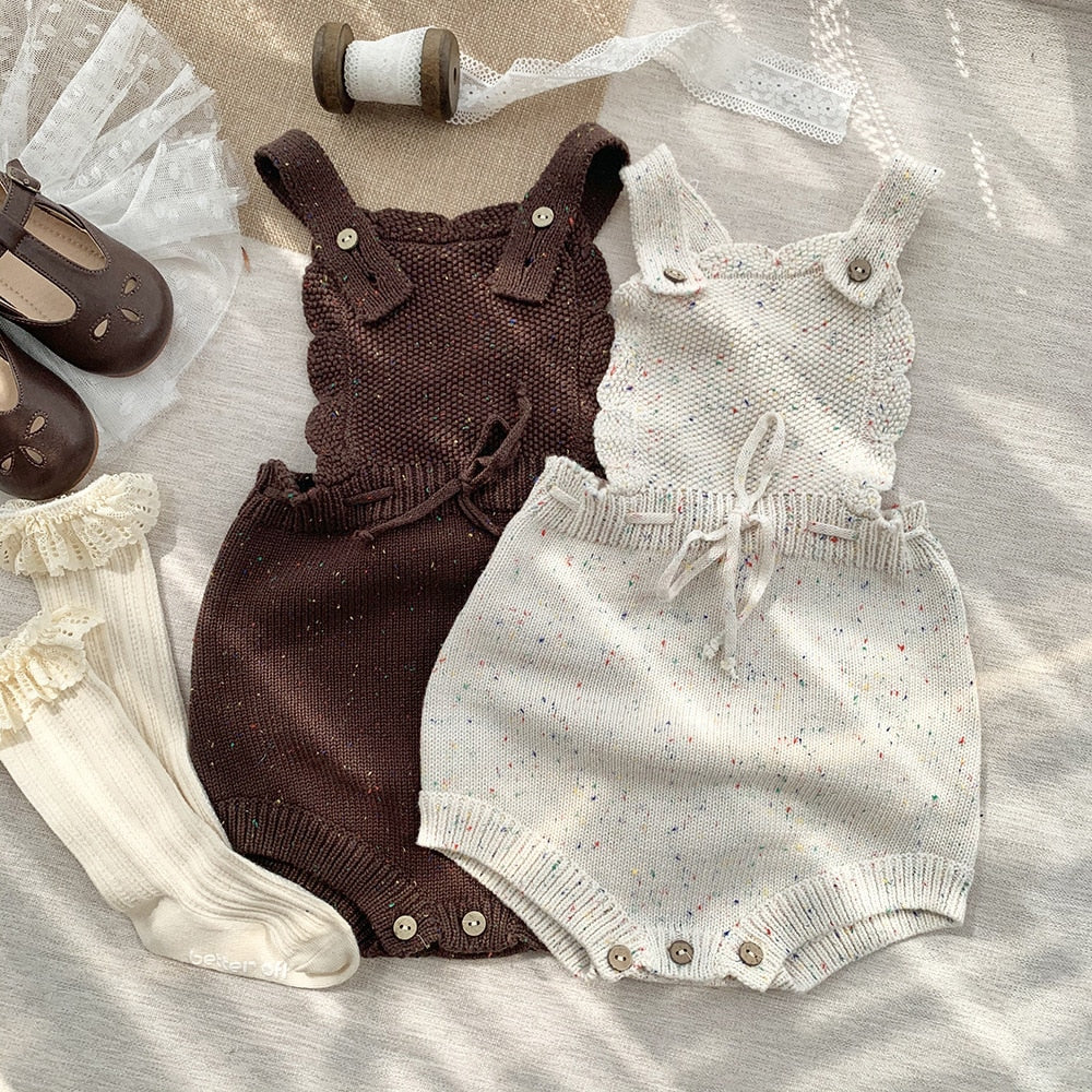 Beige/coffee Little Baby Knit Romper