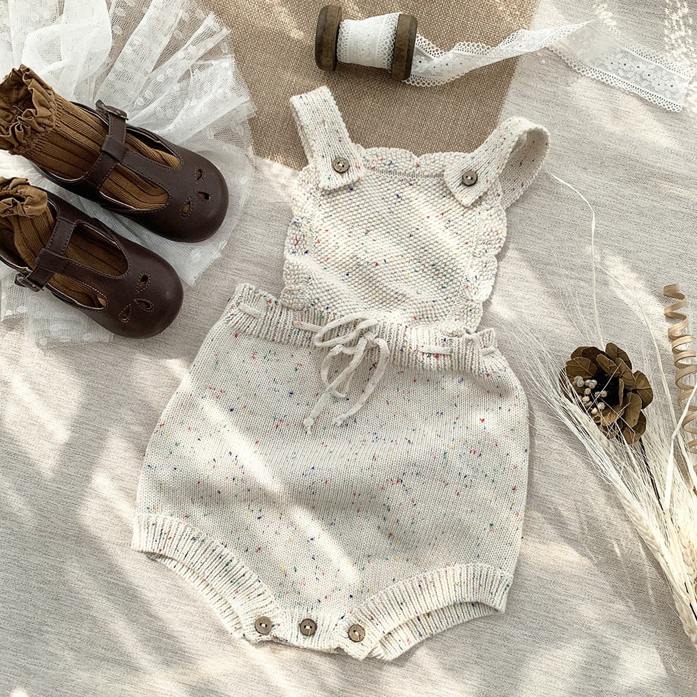 Beige/coffee Little Baby Knit Romper