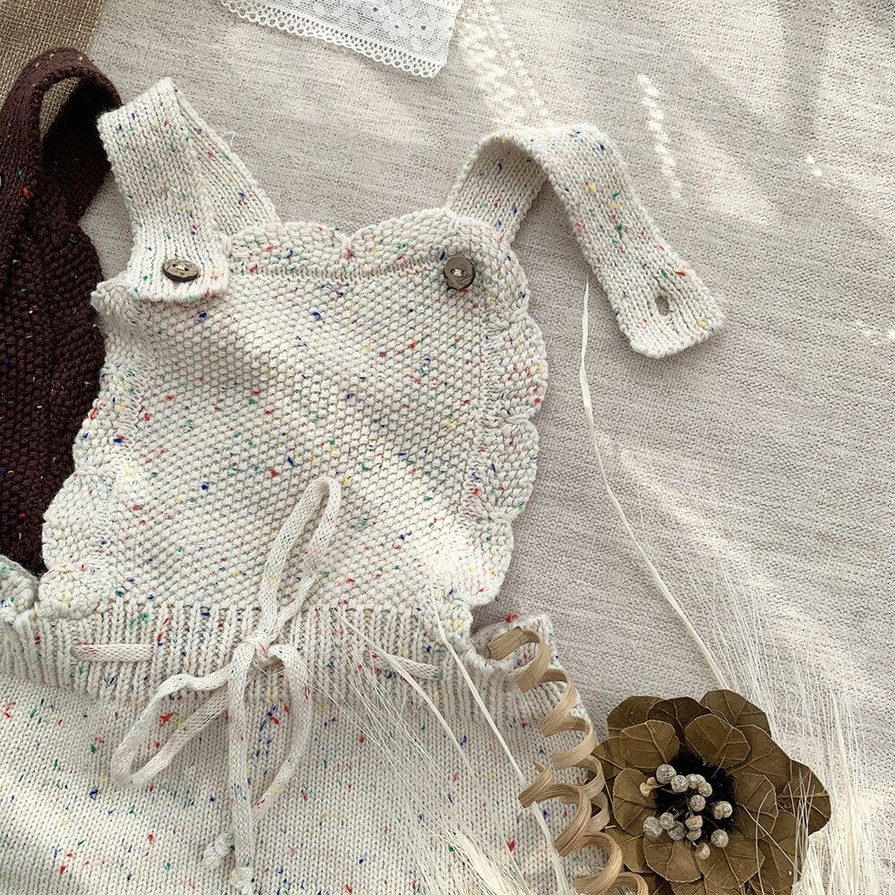 Beige/coffee Little Baby Knit Romper