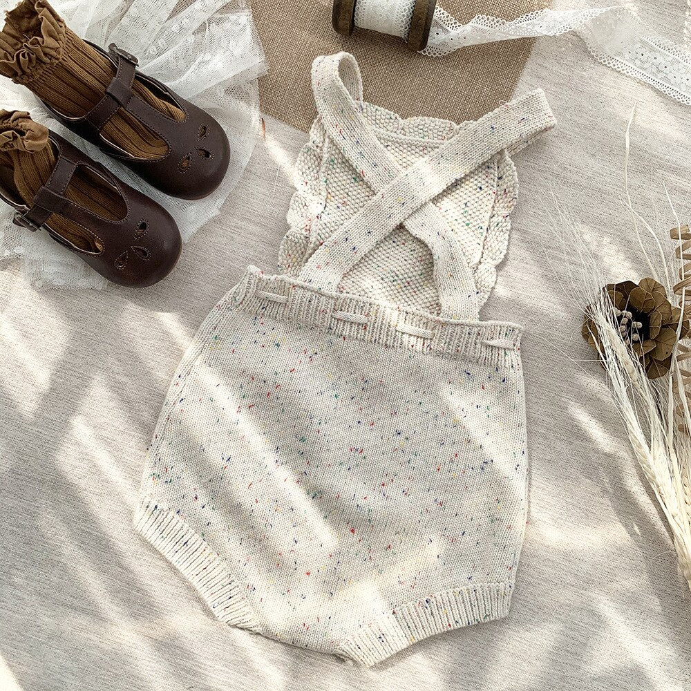 Beige/coffee Little Baby Knit Romper