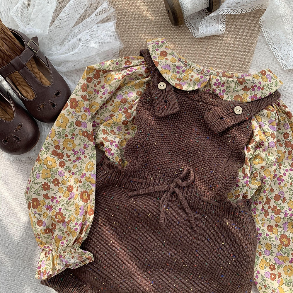 Beige/coffee Little Baby Knit Romper